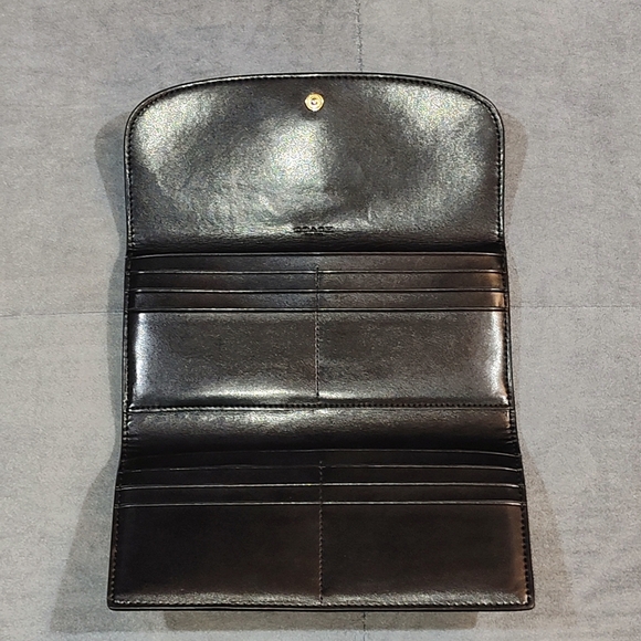 COACH SIGNATURE MONOGRAM TRI-FOLD LONG SNAP WALLET COATED CANVAS & LEATHER NWOT - Picture 9 of 15